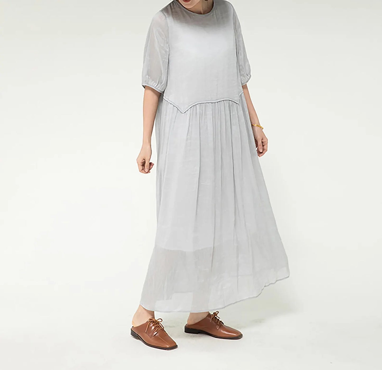 edoa Silk Linen Blend Maxi Dress