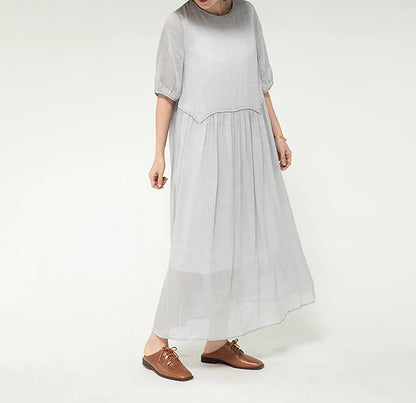 edoa Silk Linen Blend Maxi Dress