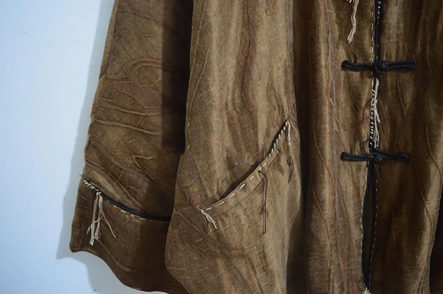Oversized Mud Silk Linen Blend Jacquard Chinese Jacket ja0056 X303