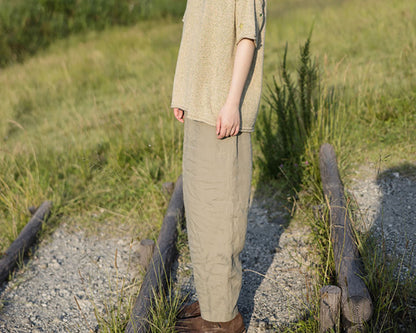 edoa Flax Linen Pants Tapered Pants
