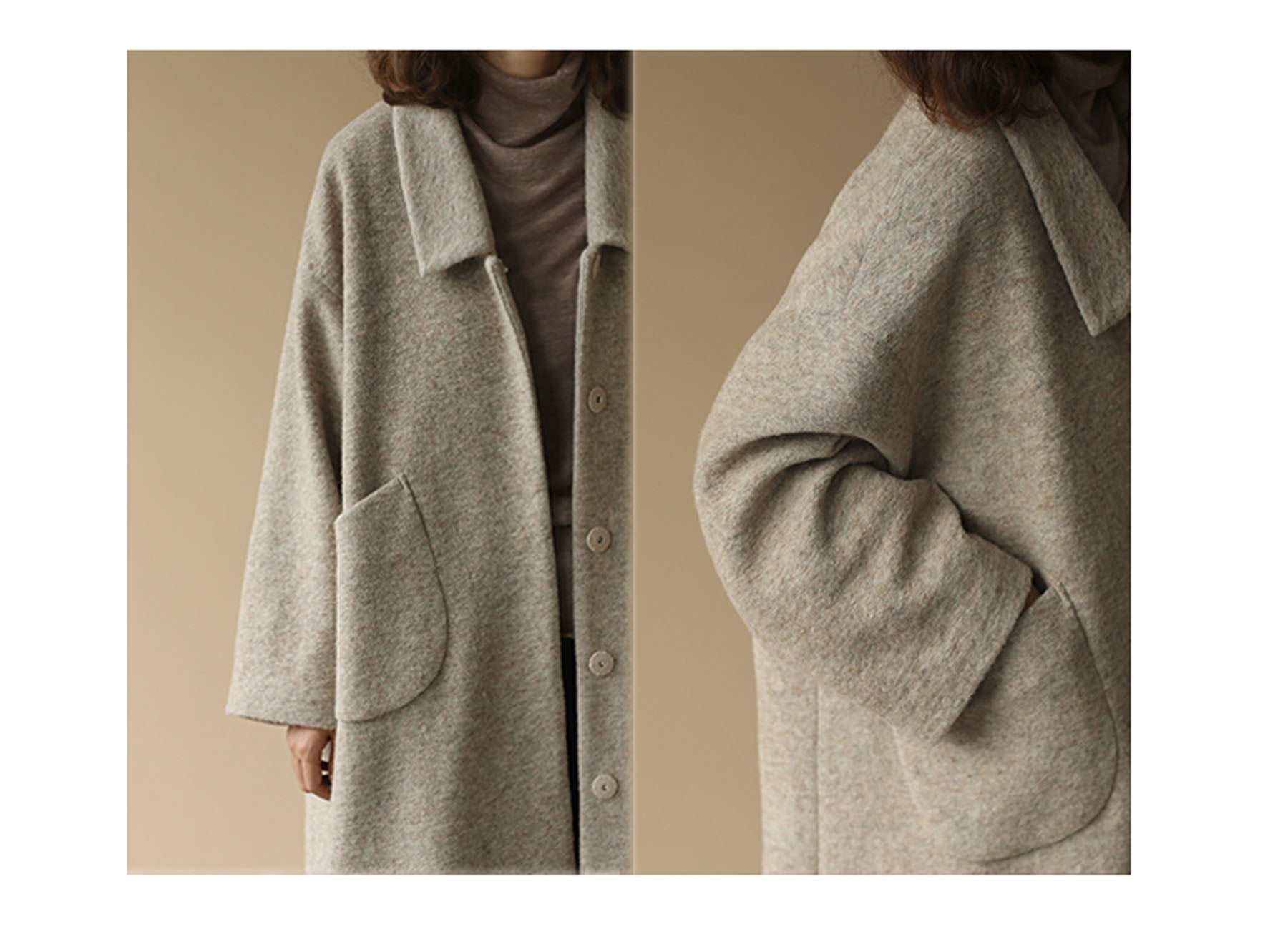 edoa Loose Boxy Boiled Wool Coat