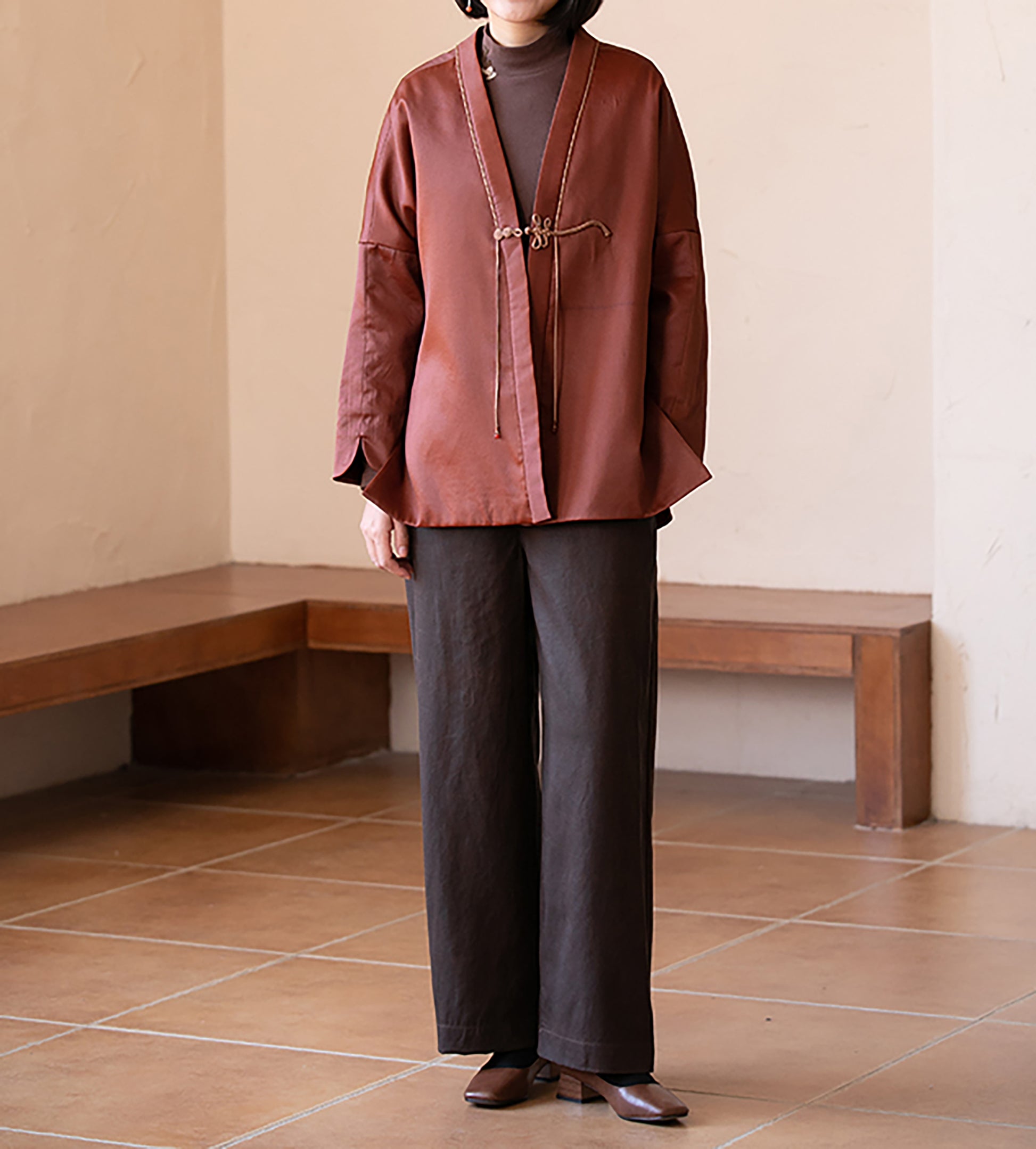 edoa Gambiered Canton Gauze Padded Jacket 