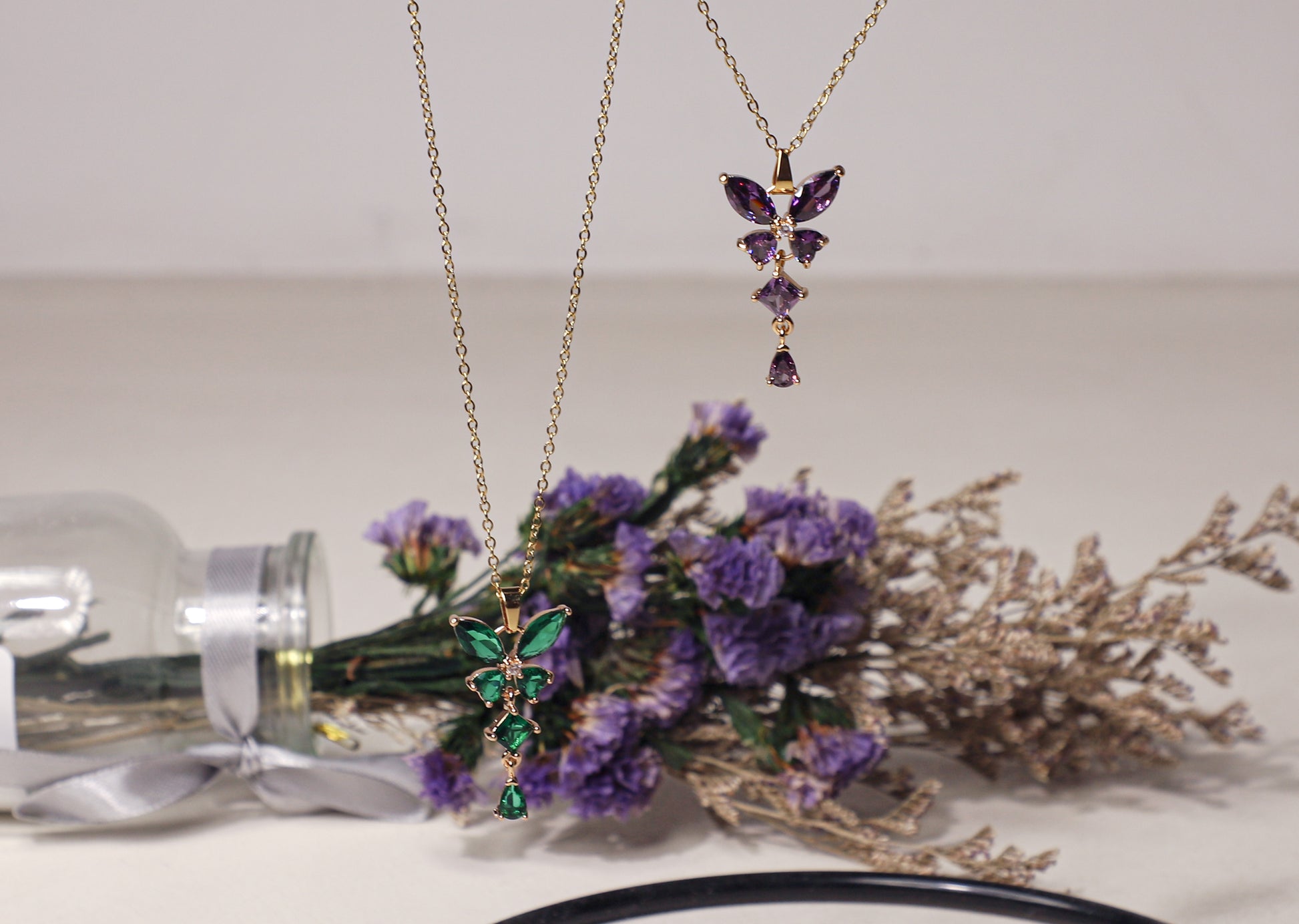edoa Minimalist Birthstone Butterfly Pendant Necklace