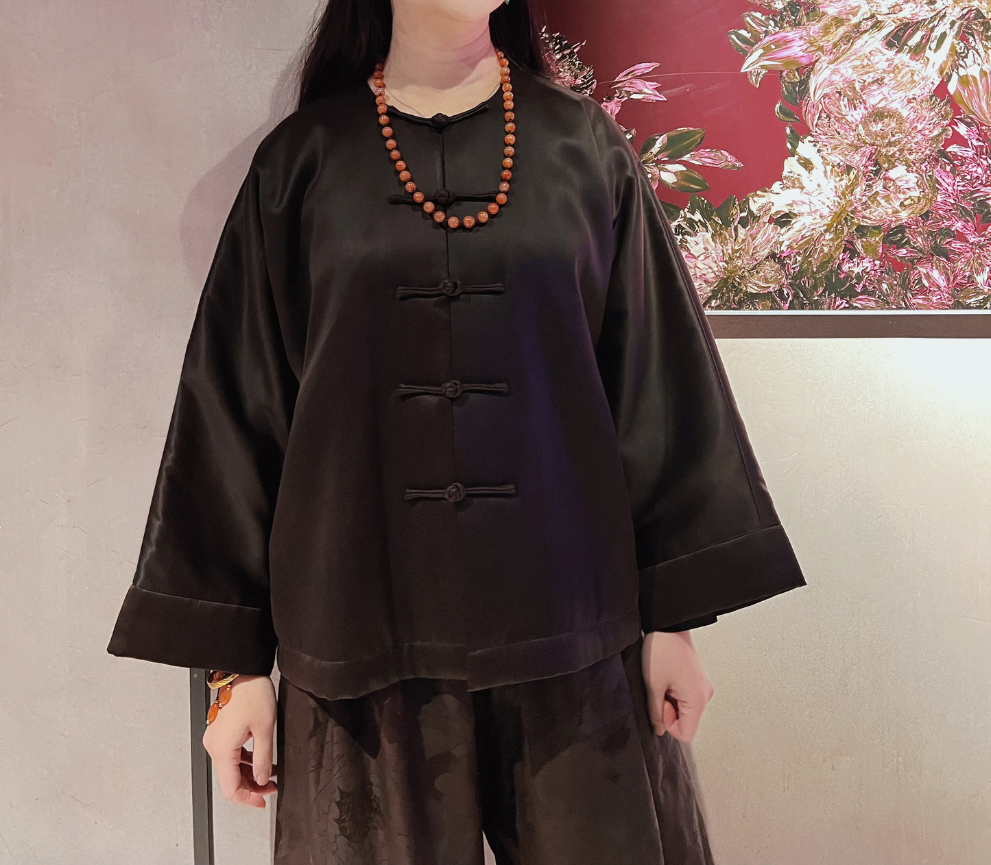 edoa Luxury Mud Silk Charmeuse Padded Chinese Jacket