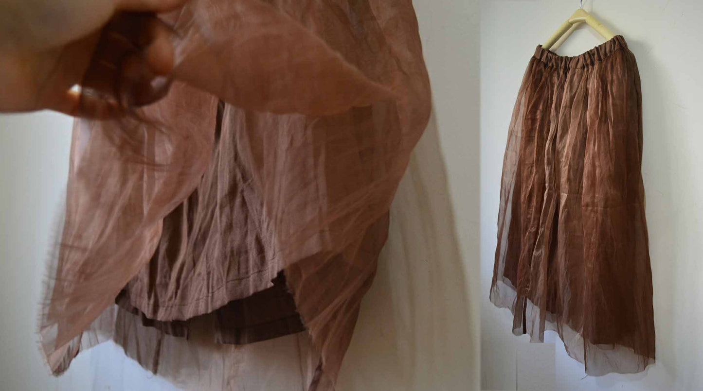 edoa Brown Silk Organza Skirt