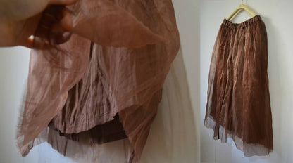 edoa Brown Silk Organza Skirt