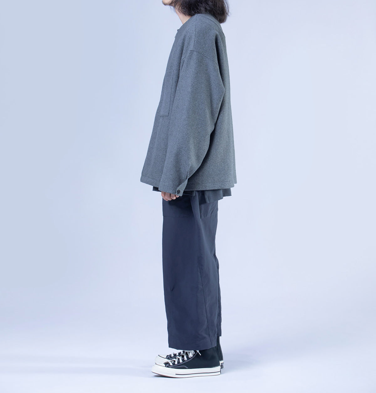 edoa Casual Loose-fit Collarless Woolen Coat