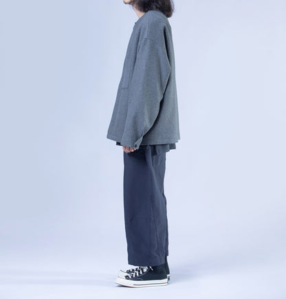 edoa Casual Loose-fit Collarless Woolen Coat