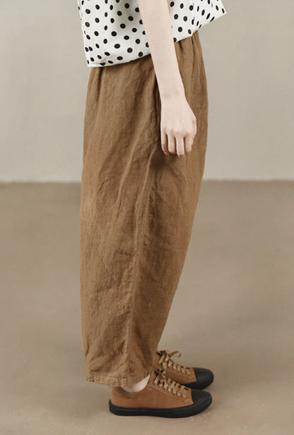 edoa Tapered Boyfriend Heavy Weight Washed Linen Pants