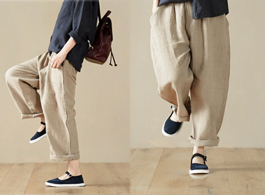 edoa Tapered Boyfriend Washed Linen Pants