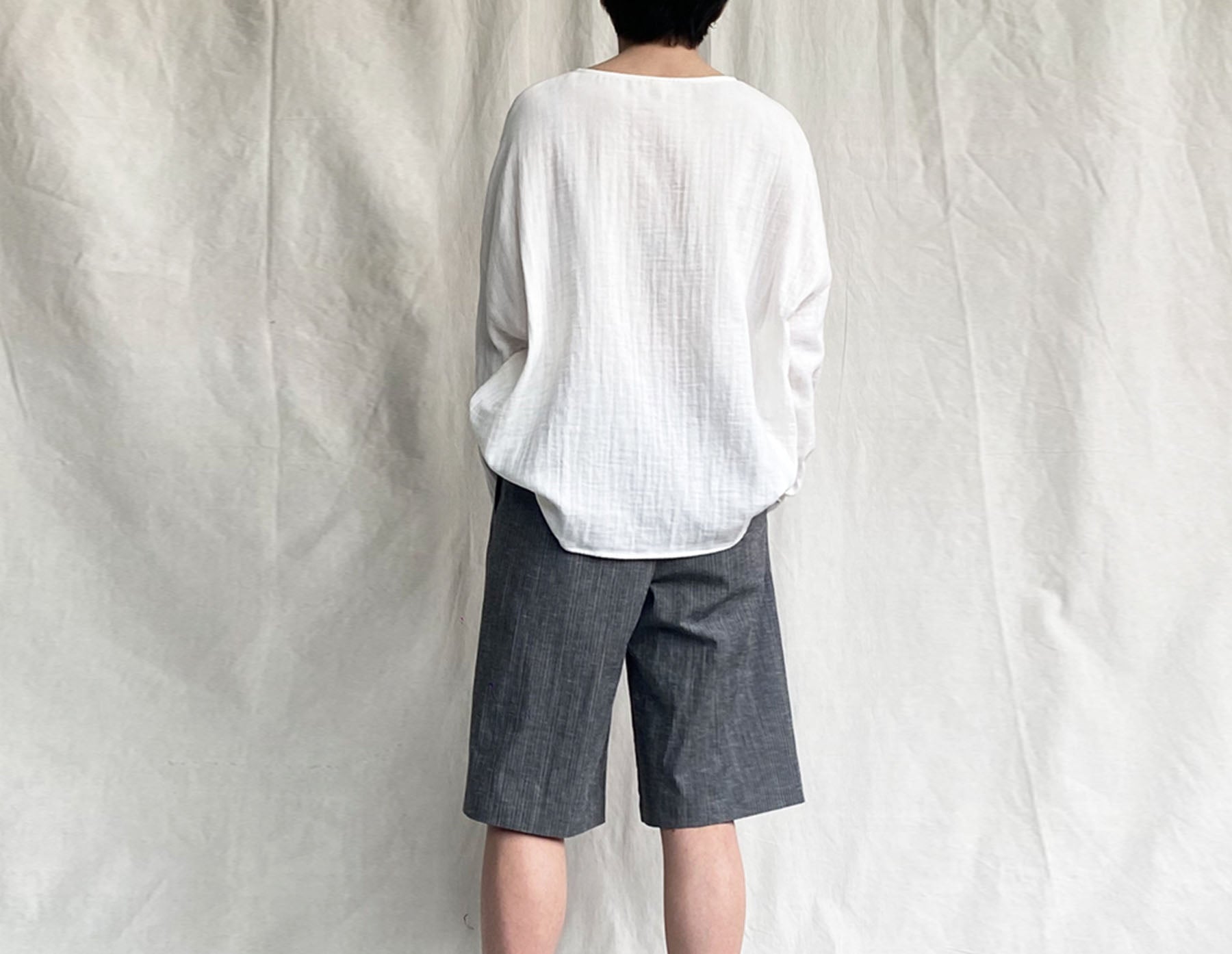 edoa White Double Layer Cotton Blouse