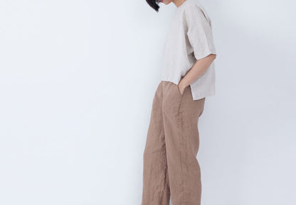 edoa Loose Fitting Linen Tunic Top