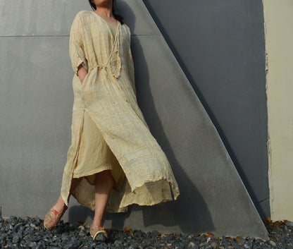 edoa Embroidered Hand-spun and Hand Woven Silk Dress