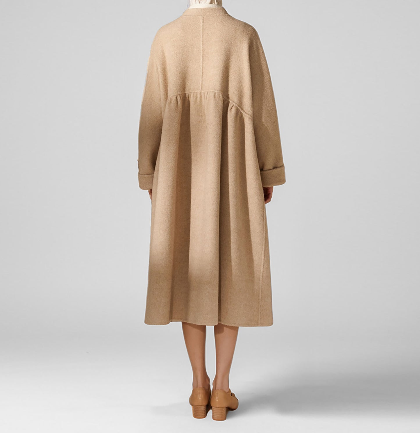 edoa Chinese Style Double-faced Wool Wrap Coat