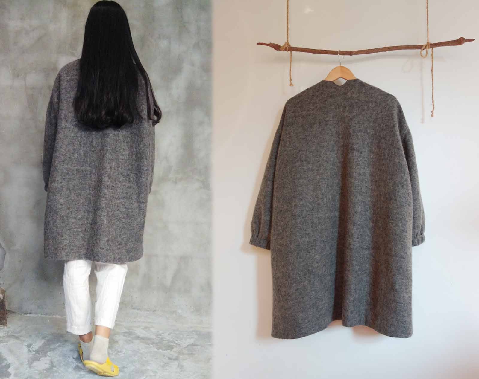 edoa Oversized Knit Wool Coat 