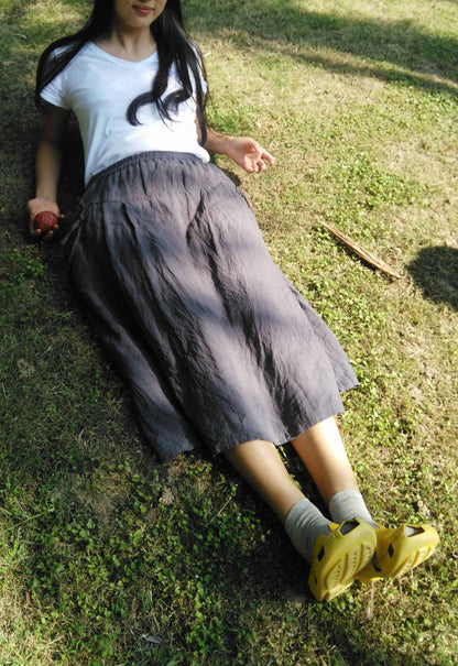 edoa Linen A-line Midi Skirt