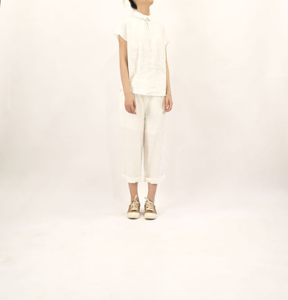 edoa High Counted French Linen White Top