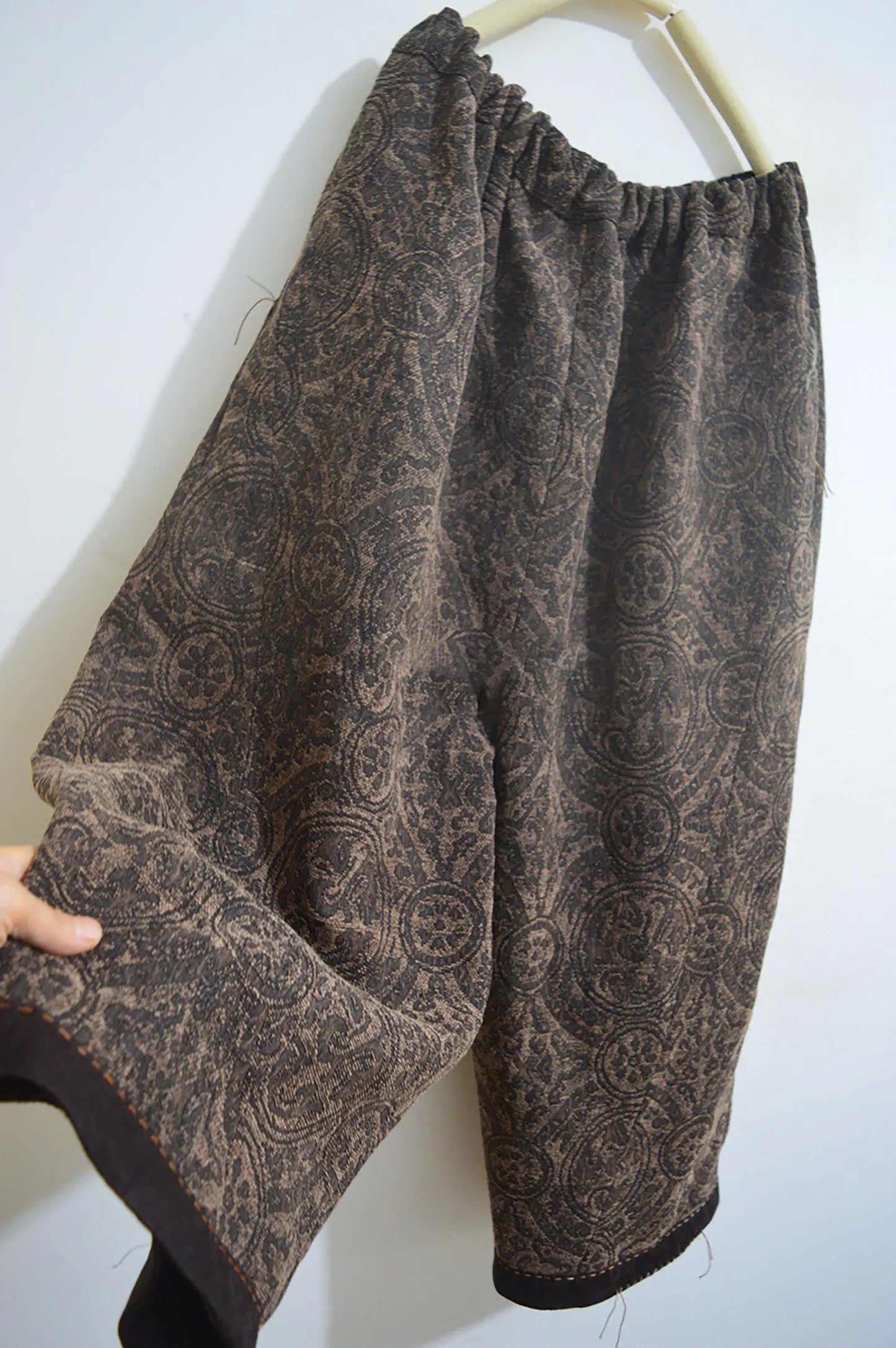 Mud Tussah Silk Jacquard Low-crotch Pants pa0123 X308
