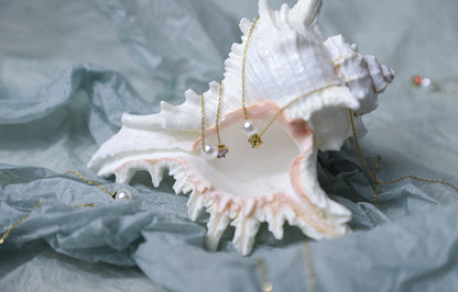 edoa Peal and Birthstone Duo Clavicle Chain