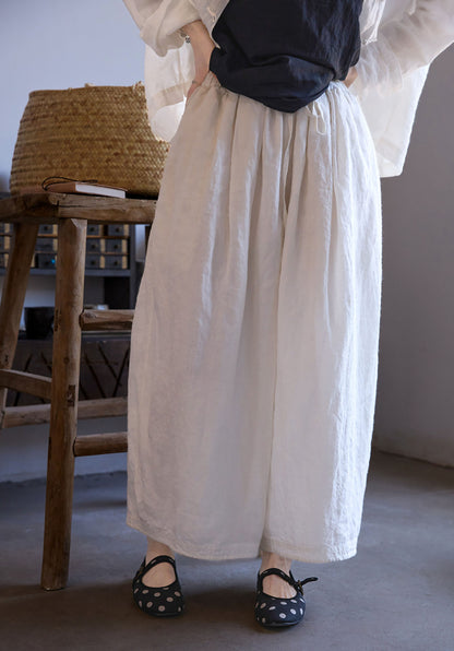 edoa Wide Balloon Silhouette Ramie Tucked Pants