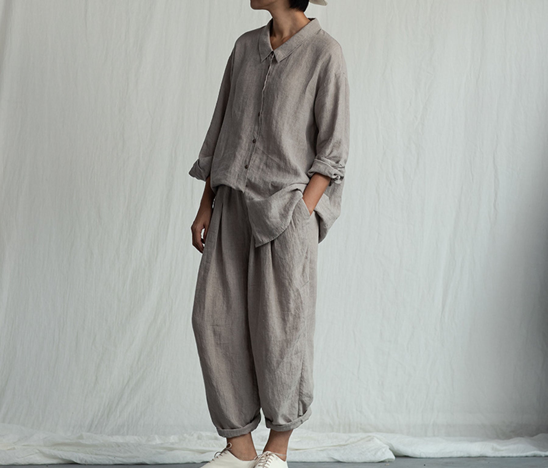 edoa Minimalist Flax Linen Shirt
