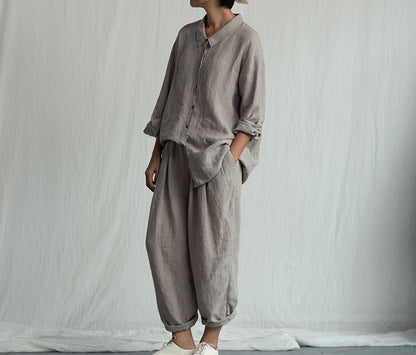 edoa Minimalist Flax Linen Shirt