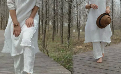Layered Thin Linen Gauze Wide-legs Pants pa0125 256