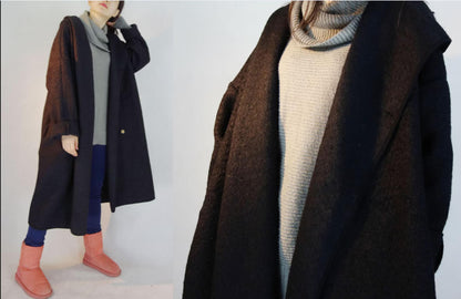 edoa Heavy Weight Bouclé Hooded Coat