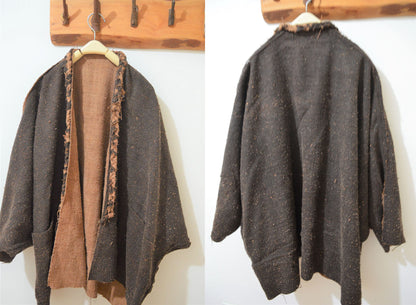 Reversible Mud Tussah Silk Braided Cardigan to0153 A430