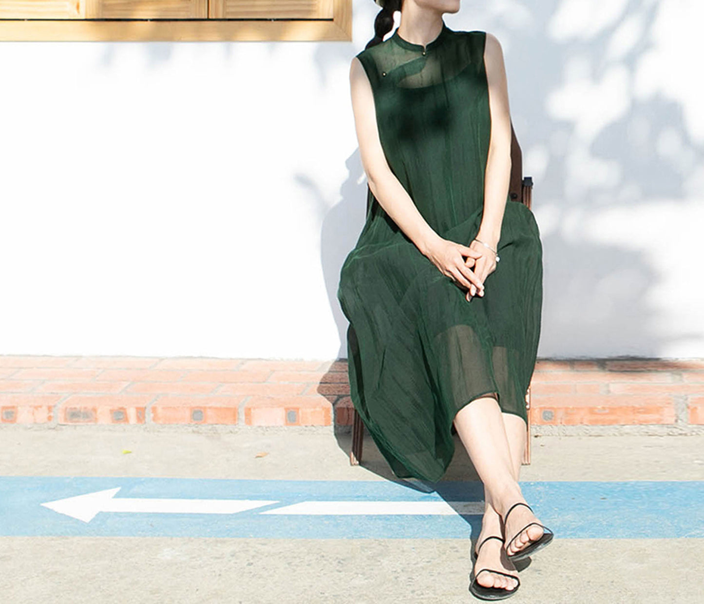edoa Mud Silk Organza A-line Qipao
