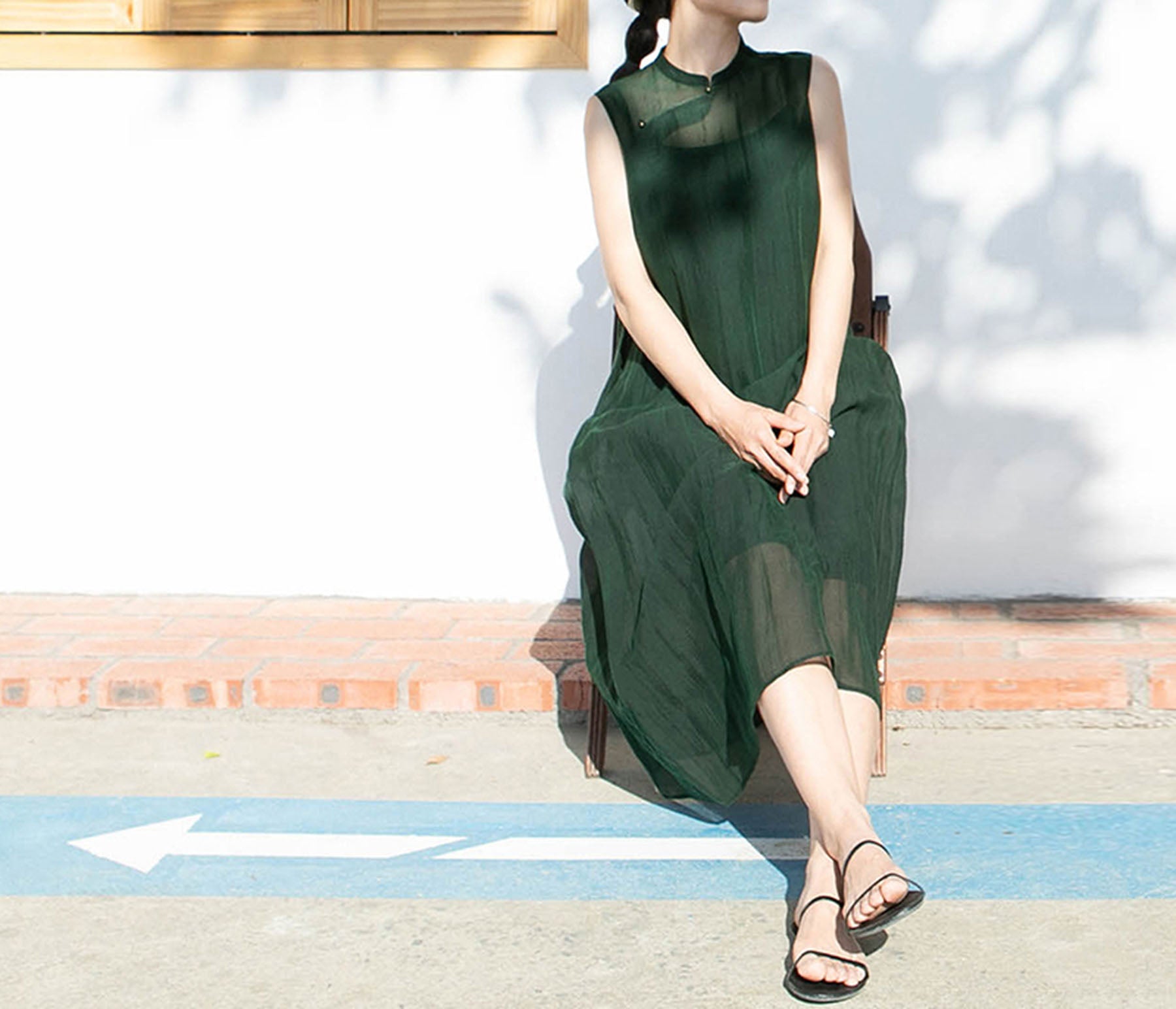 edoa Mud Silk Organza A-line Qipao