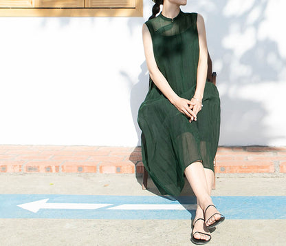 edoa Mud Silk Organza A-line Qipao