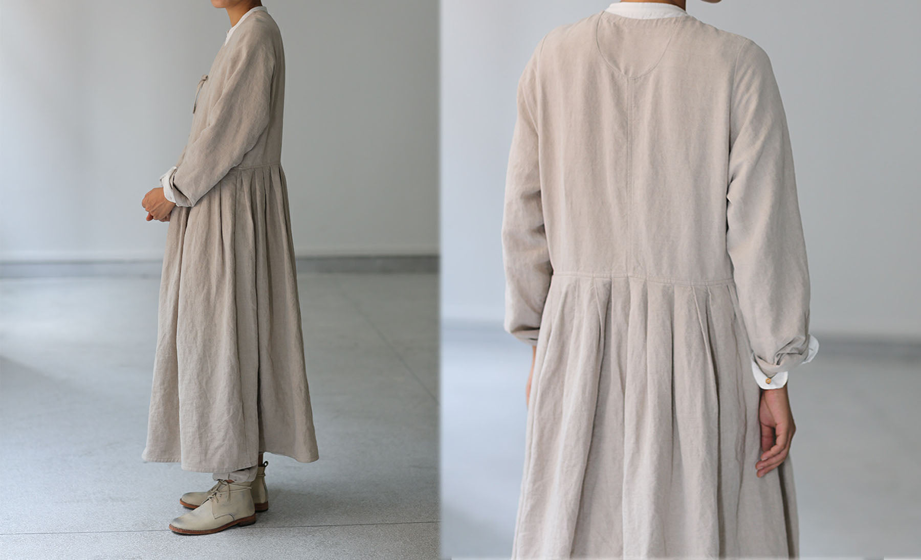edoa Flax Linen Dress Coat 
