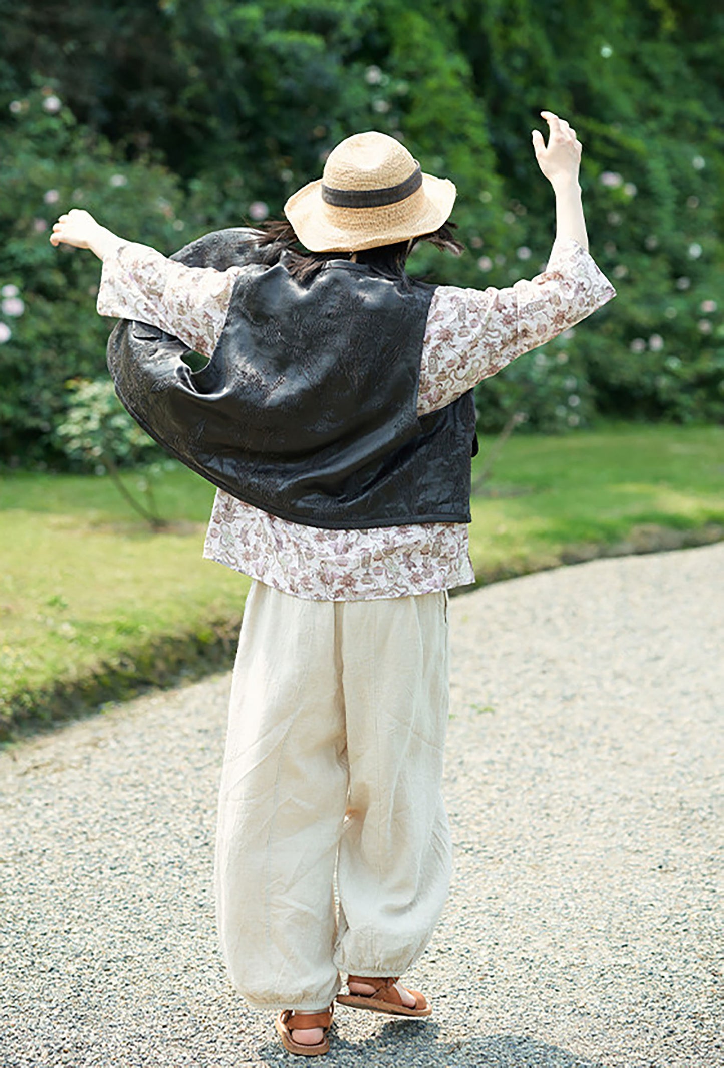 edoa Flax Linen Elasticated Waist Lantern Pants