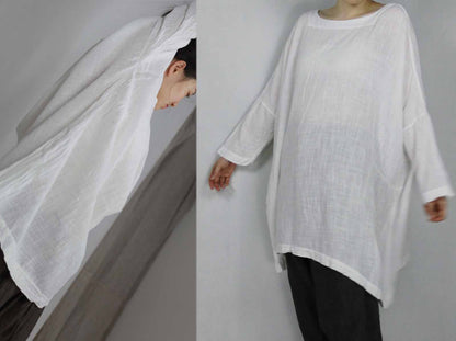 edoa Oversized White Cotton Shirt 