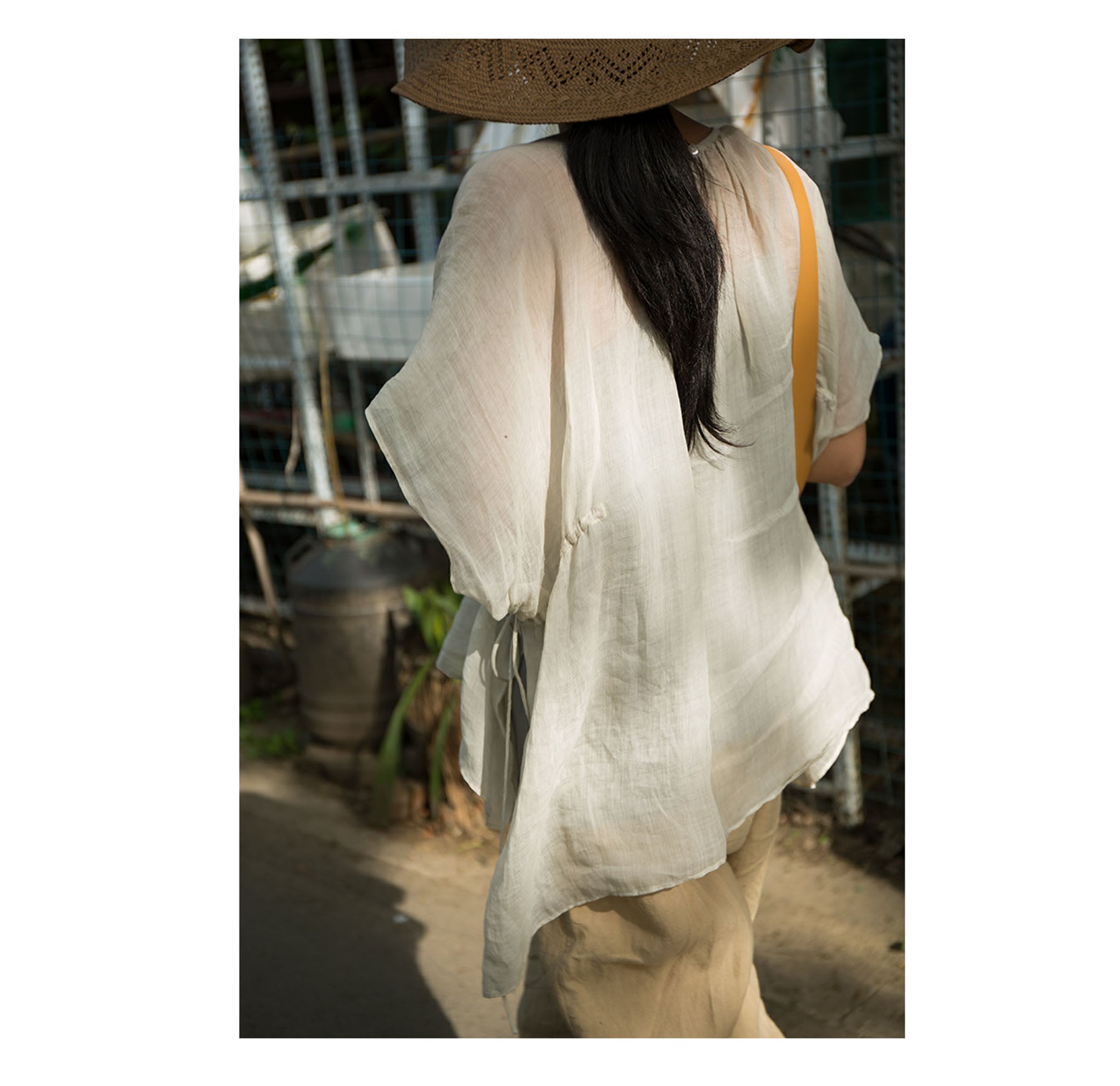 edoa High Counted Ramie Smock Tunic