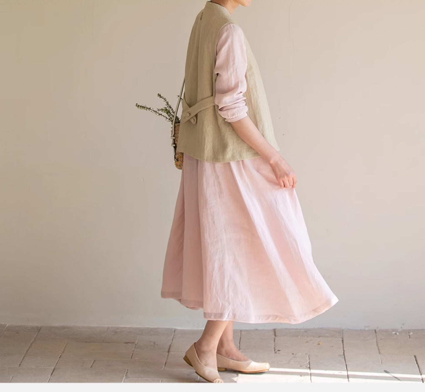edoa Loose Fit Higher Waist Hemp Dress 