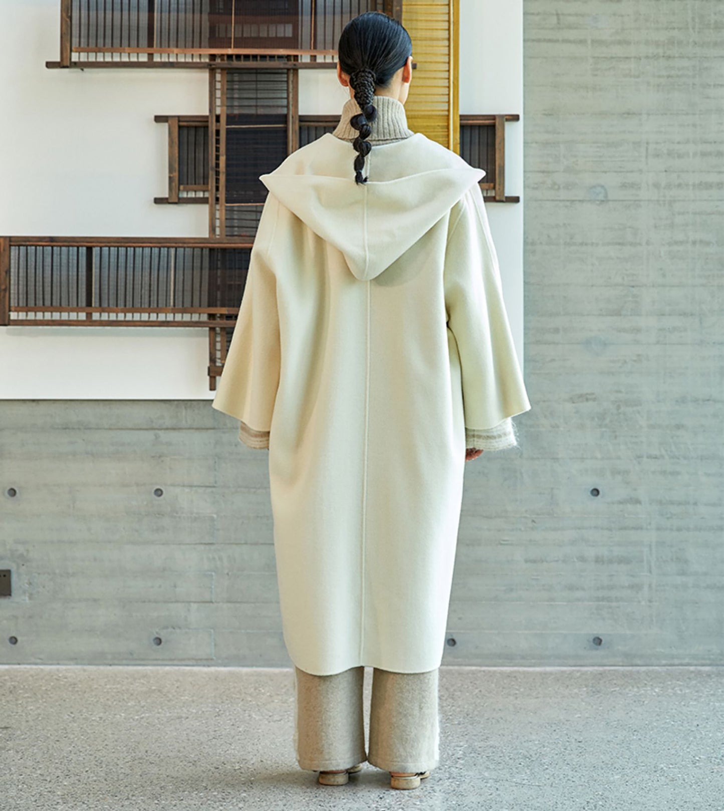 edoa Double Faced Wool Hooded Coat