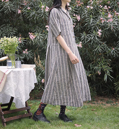 edoa Loose Fitting Stripe Blouse Dress