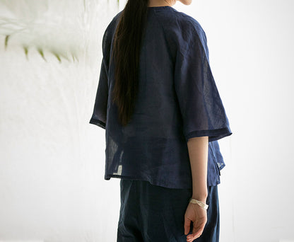 edoa Half Sleeve Ramie Cheongsam