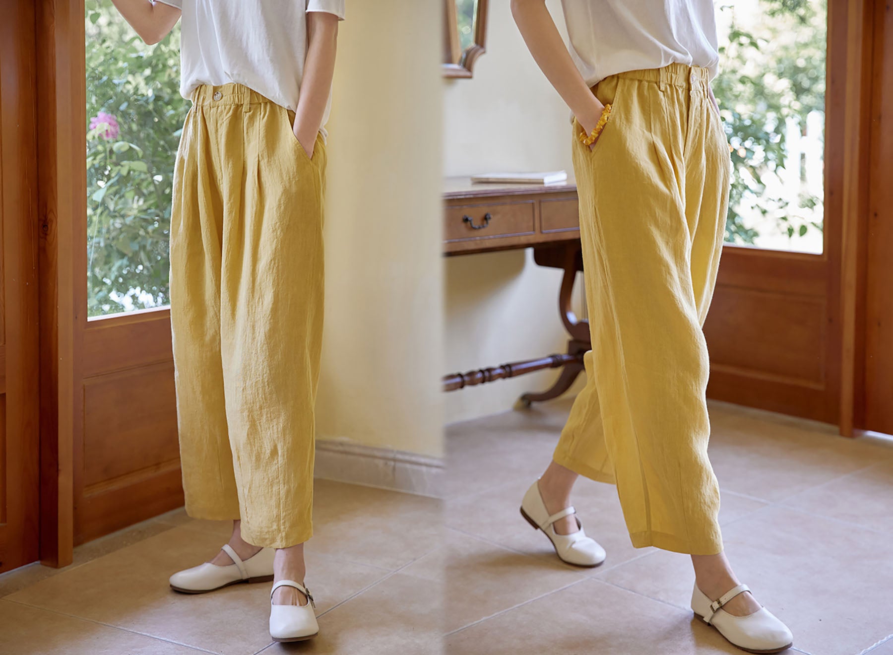 edoa High Count Linen Pants