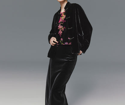 edoa Silk Velvet Lined Spring Jacket 