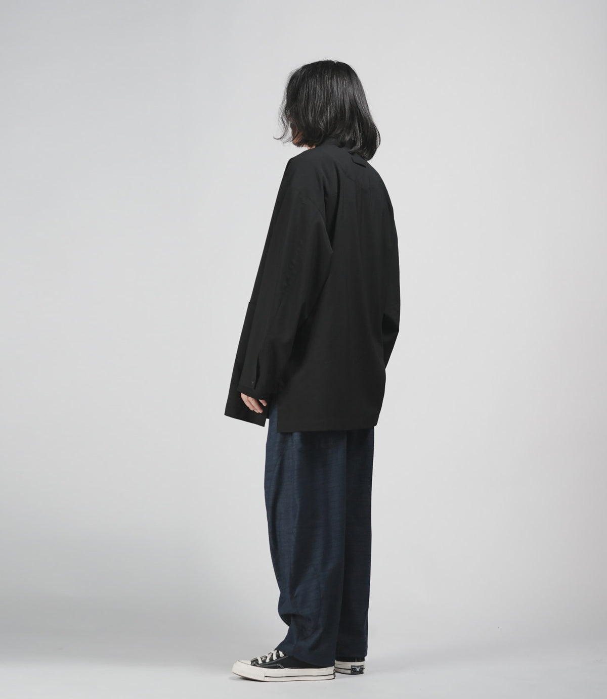 edoa Casual Loose fit Chinese Style Stand Collar Thin Woolen Kung Fu Over Shirt