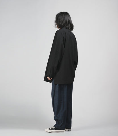 edoa Casual Loose fit Chinese Style Stand Collar Thin Woolen Kung Fu Over Shirt