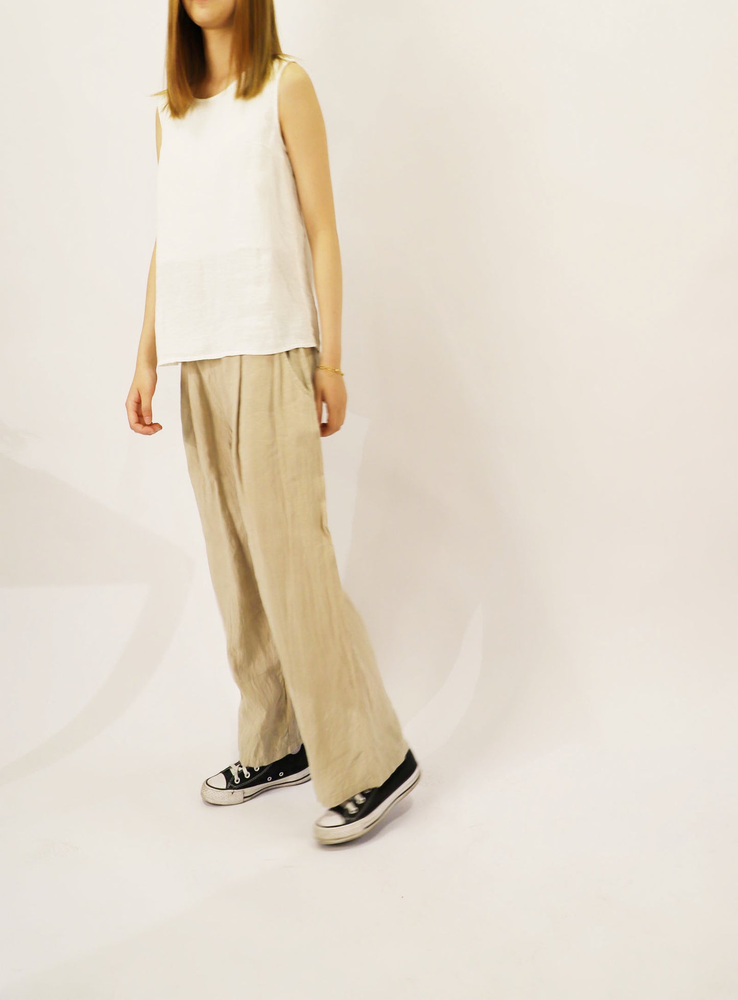 edoa Washed Linen Wide Leg Trousers
