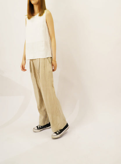 edoa Washed Linen Wide Leg Trousers