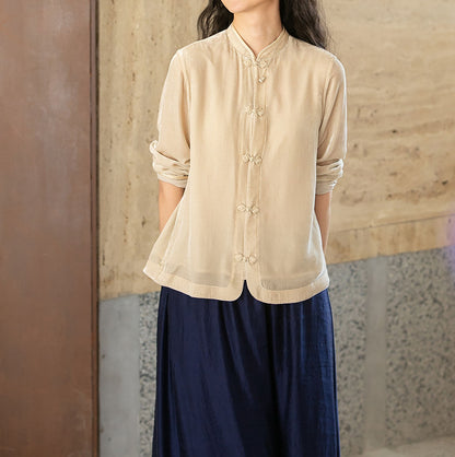 edoa Silk Velvet Chinese Blouse 