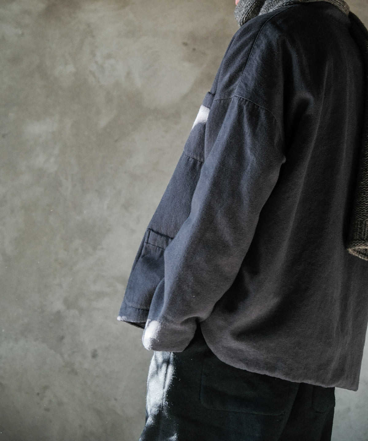 edoa Dark Gray Cotton Twill Padding Jacket