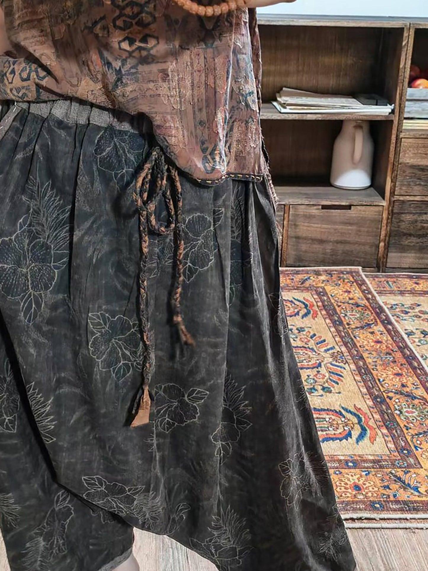Mud Noil Silk Jacquard Harem Pants pa0170 X317