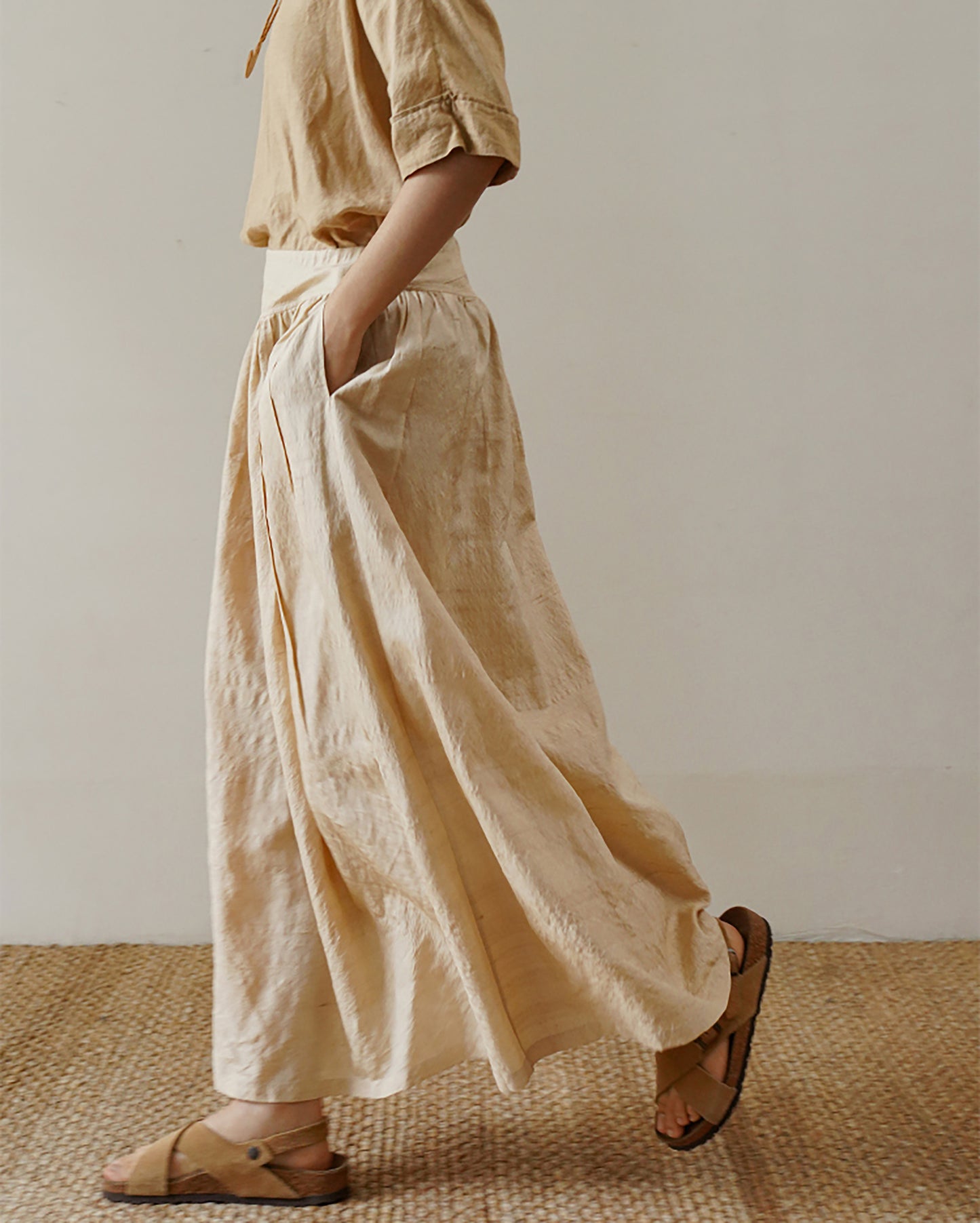 edoa Dupioni Tussah Silk A-line Skirt